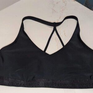 Under Armour Women Size Medium Black Sports Bra Heat Gear Compression Athleisure